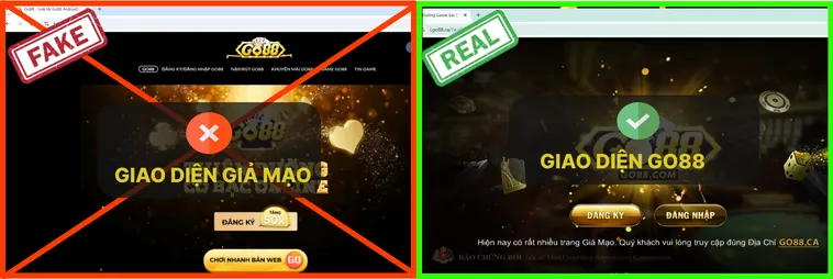 Bật Mí Cách Phân Biệt Website Go88 Thật Và Giả Chỉ Trong 5 Phút 2 Logo thật của Go88.com dễ nhận diện, còn logo giả Go88.com thường nhìn amateur và không đồng bộ.